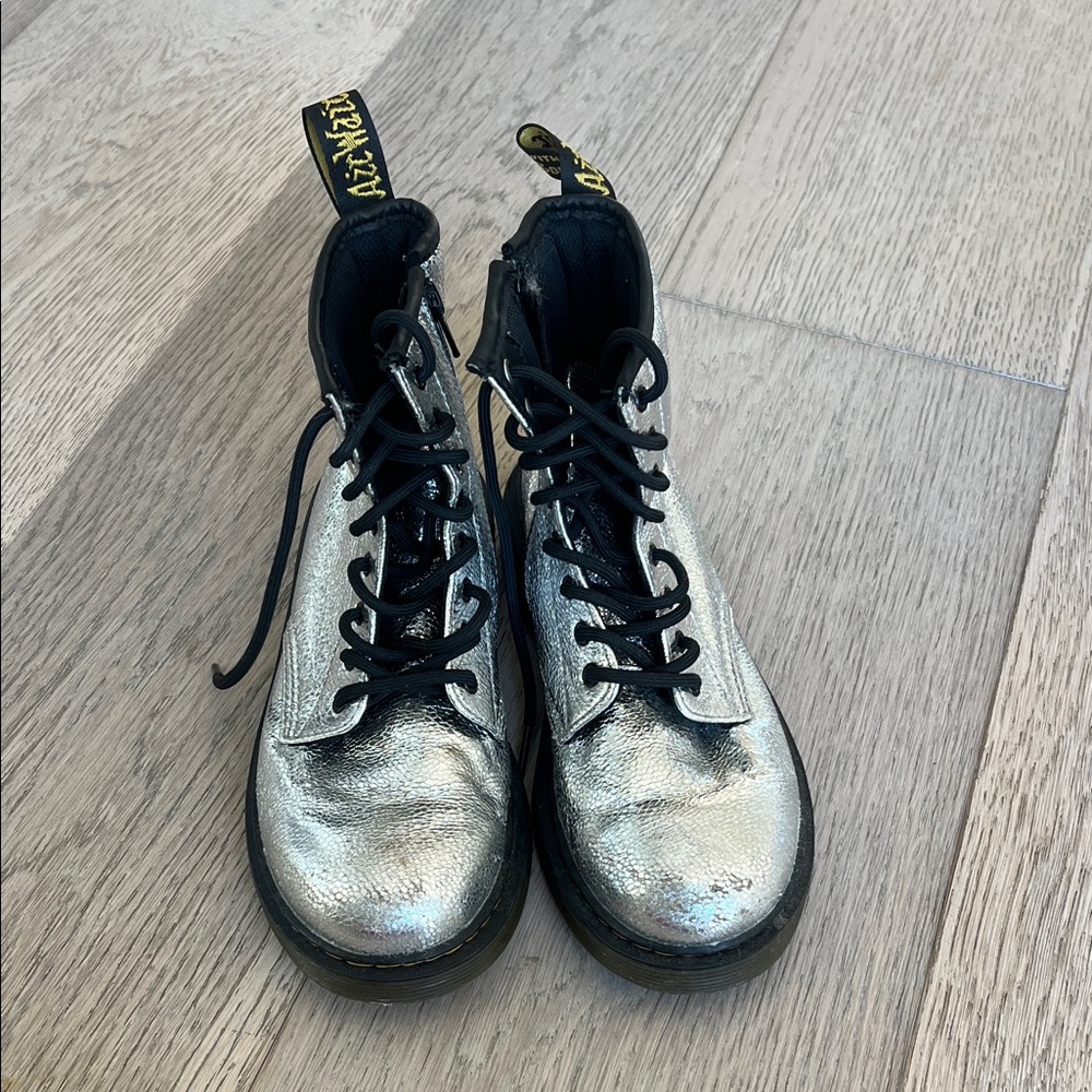 Dr. Martens Kids Metallic Silver Boots